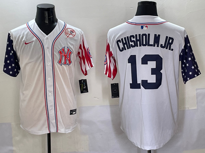 Men 2025  MLB New York Yankees #13 Chisholm Jr white jersey style 15